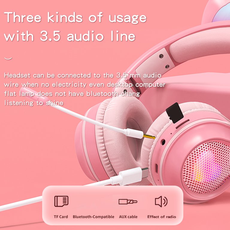 Cute Rabbit Wireless Headphones with RGB LED for Kids